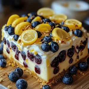 No-Bake Lemon Blueberry Cream Cake