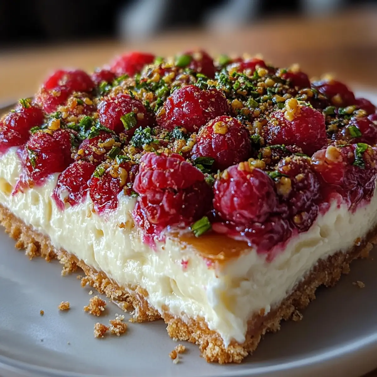 Raspberry Pistachio Cheesecake