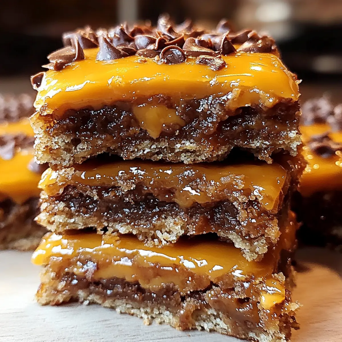 Chocolate Caramel Oatmeal Cookie Bars