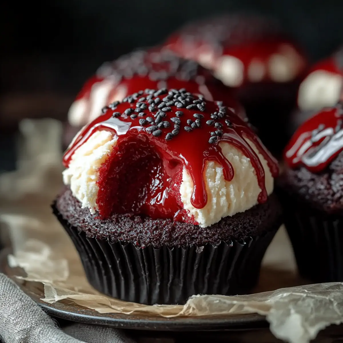 Vampire Bite Halloween Cupcakes
