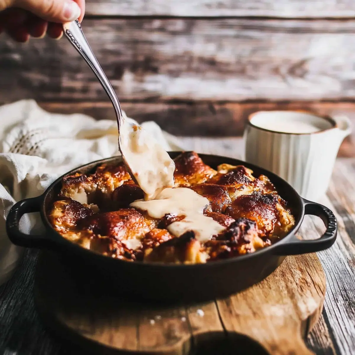 Babka Bread Pudding with Brown Butter Bourbon Sauce