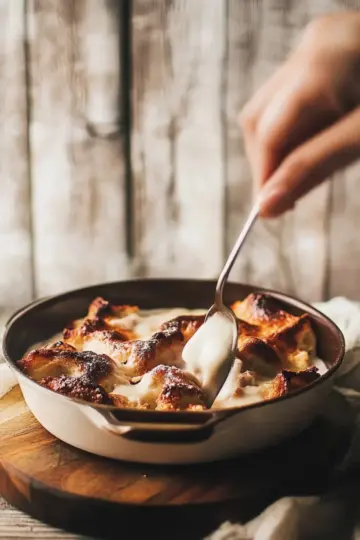 Babka Bread Pudding with Brown Butter Bourbon Sauce