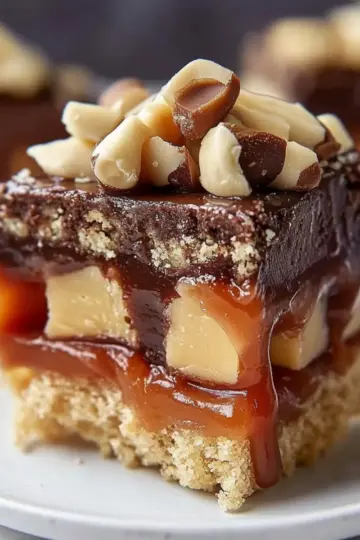 Snickers Tray Bake Slice