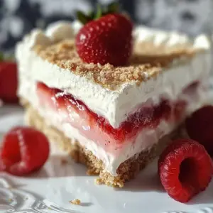 Strawberry Vanilla Pudding Dessert Lasagne