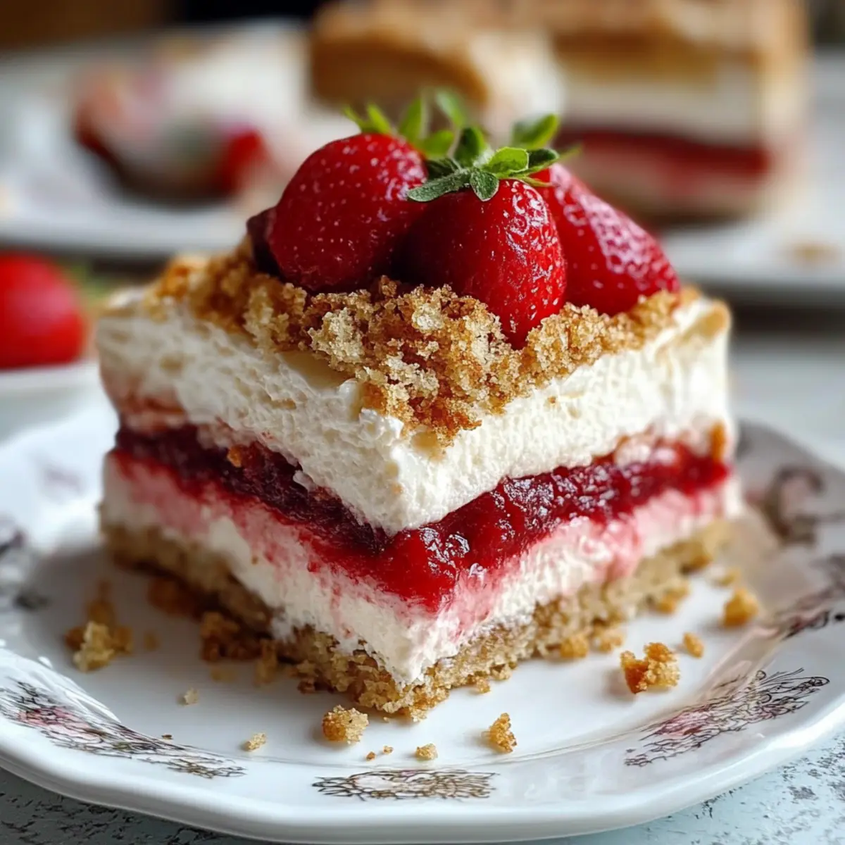 Strawberry Vanilla Pudding Dessert Lasagne