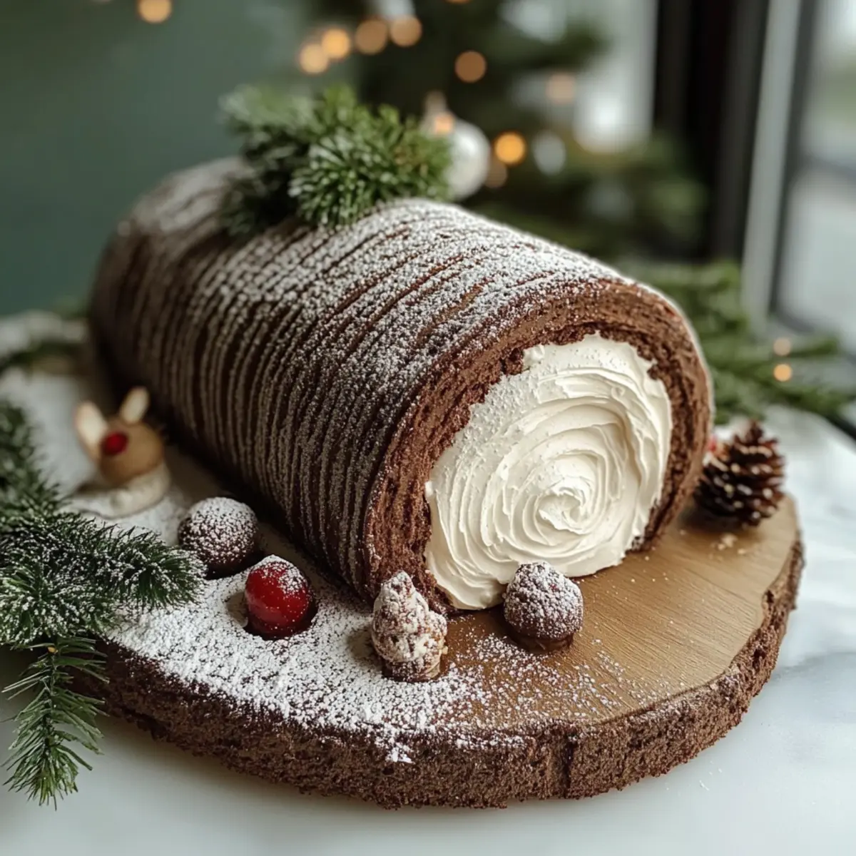 Yule Log Cake (Bûche de Noël) – Festive Chocolate Sponge Roll with Creamy Frosting