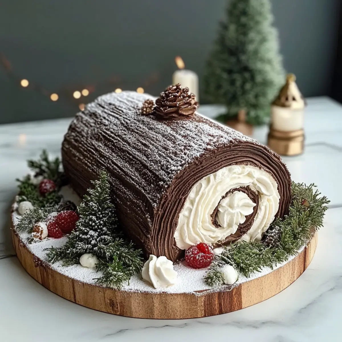 Yule Log Cake (Bûche de Noël) – Festive Chocolate Sponge Roll with Creamy Frosting