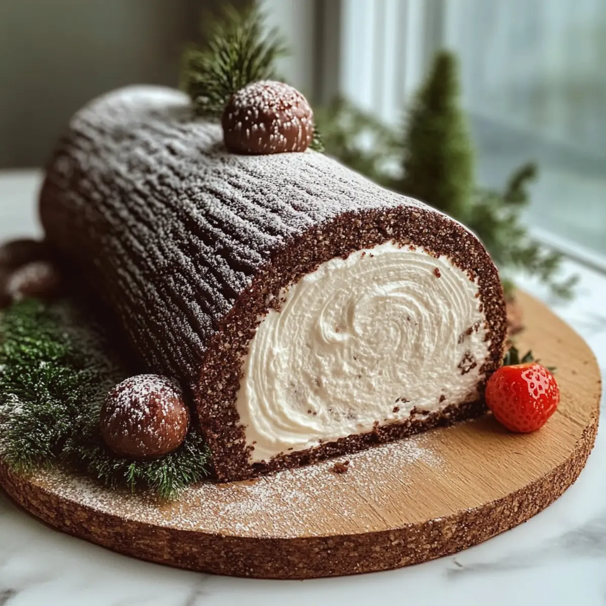 Yule Log Cake (Bûche de Noël) – Festive Chocolate Sponge Roll with Creamy Frosting