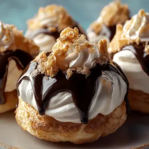 Profiteroles (Cream Puffs with Chocolate Sauce)