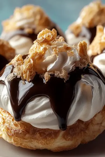 Profiteroles (Cream Puffs with Chocolate Sauce)