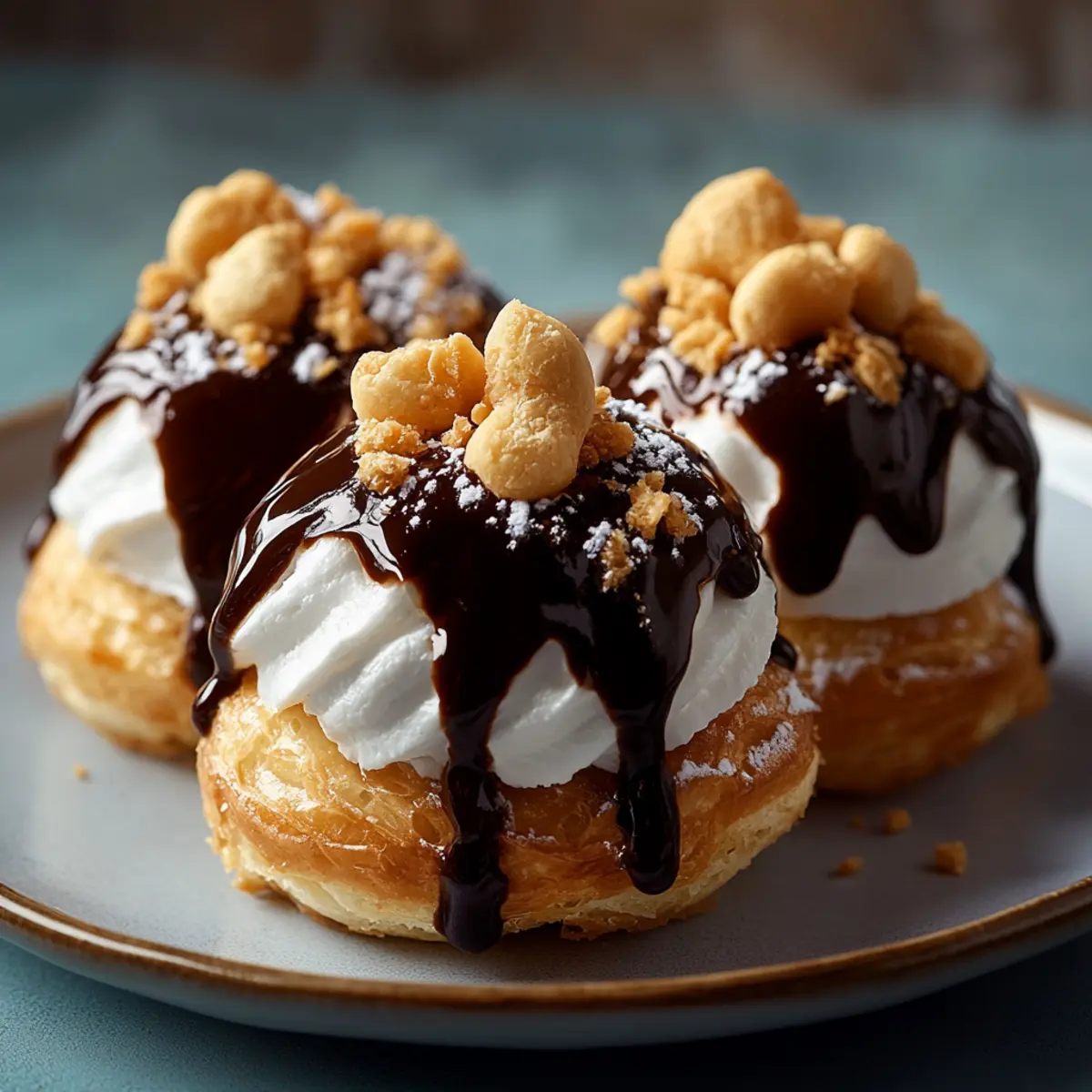 Profiteroles (Cream Puffs with Chocolate Sauce)