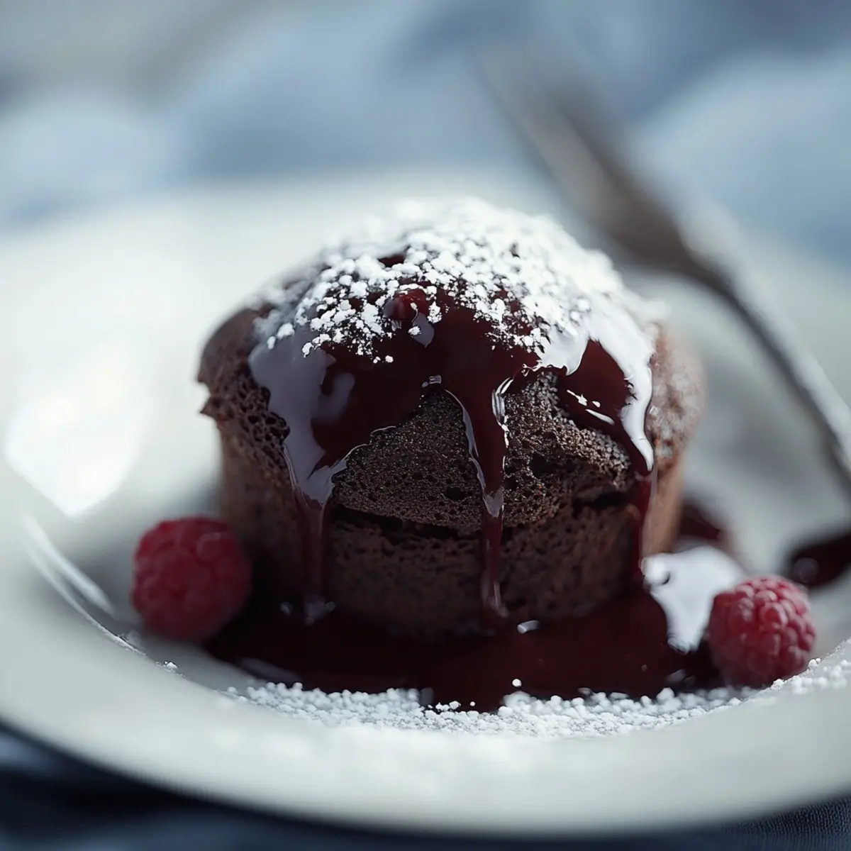 Molten Chocolate Cakes with Raspberry Sauce